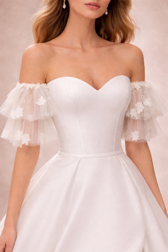 Private Label Off-Shoulder Flutter Sleeves #1 Ivory thumbnail