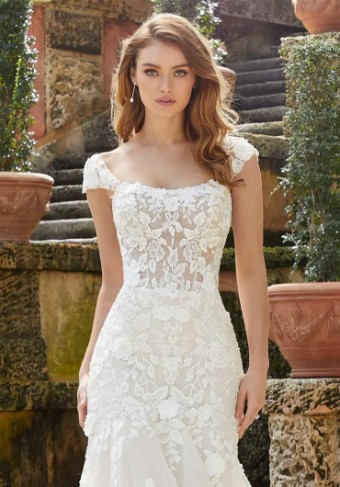 Morilee Three-Dimensional Lace Cap Sleeves #0 default Ivory/Porcelain thumbnail