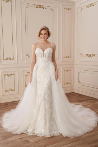 Sophia Tolli Premiere Y22068 with overskirt-Platinum/Ivory #0 default Platinum/Ivory thumbnail