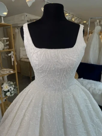 Private Label B314- Very Sparkly Ballgown with petticoat #1 Ivory thumbnail