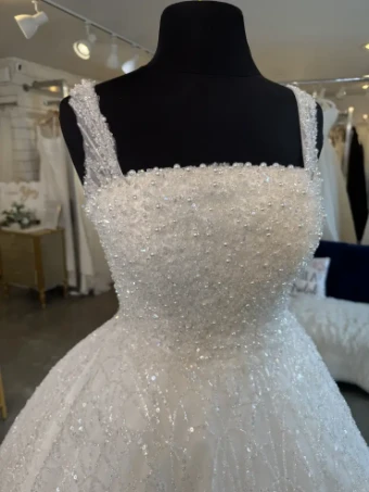 Private Label B318- Very Sparkly Ballgown with petticoat #1 Ivory thumbnail