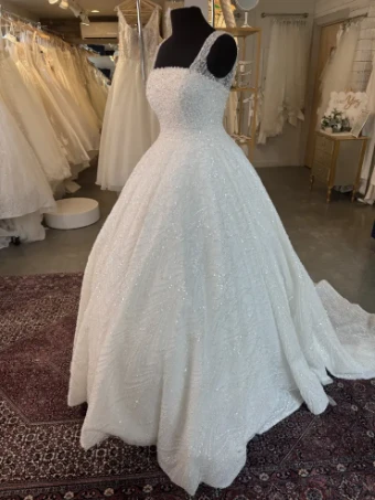 Private Label B318- Very Sparkly Ballgown with petticoat #2 default Ivory thumbnail