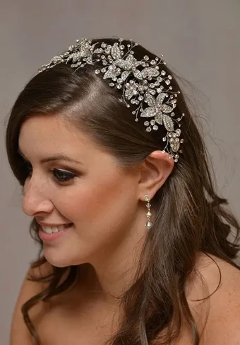 Private Label Munich Headpiece #0 default Silver/Clear/Floral Rhinestone thumbnail