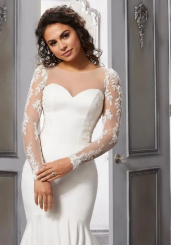 Morilee Beaded Lace Appliqués on Net Sleeves 11362 #0 default Ivory/Porcelain thumbnail