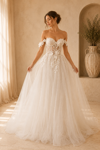 Samila Bridal Collection B266 - Shimmer skirt #0 default French White thumbnail