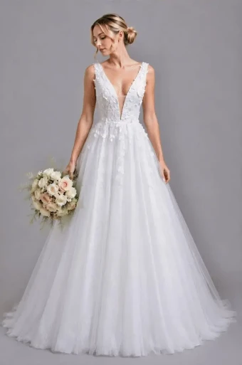 Samila Bridal Collection S132 - Glitter Skirt #0 default Ivory thumbnail