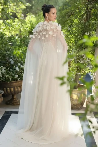 Samila Bridal Collection Morgan Feathered Cape #0 default Off White thumbnail